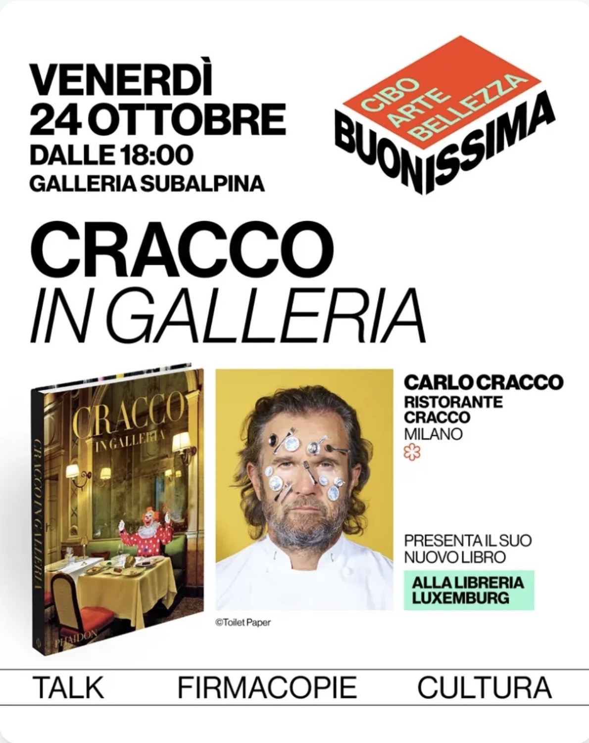 Cracco protagonista a Buonissima: alta cucina e cultura in Galleria Subalpina
